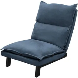 ML-Design Bodenstuhl Blau, Bodensessel mit verstellbarer Rückenlehne, gepolsterter Leinenbezug, Stahlgestell, Loungesessel Bodensofa Bodensitz