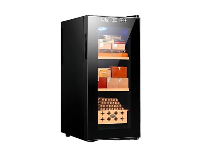 Lissontine Humidor Befeuchter Elektronisch Mit Touchscreen Und Zedernholz, Zigarrenschrank Mit Glastür Und Temperaturregelung Für Die Perfekte Zigarrenreifung 35L-220Counts