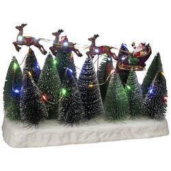 Konstsmide 4176-000 LED-Szenerie Weihnachtsmann im Schlitten mit Rentieren Mehrfarbig LED Bunt mit Glitzer