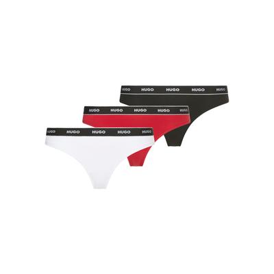 String HUGO UNDERWEAR "TRIPLET THONG STRIPE", Damen, Gr. XXL, Jersey, bunt (open miscellaneous 968), Jersey, Obermaterial: 95% Baumwolle, 5% Elasthan, Unterhosen String, elastischer Bund mit Logo, enganliegend