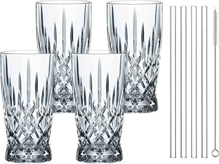 Nachtmann Latte Macchiato Glas 350 ml 4 Stück inkl. Glasstrohhalm NOBLESSE 104671, 4 Stück