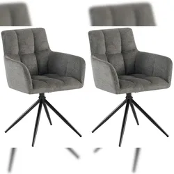 Proregal CHEFGASTRO 2er Set Esszimmerstuhl LA SERENA Stoff HxBxT 87x59x59cm Stoff Dunkelgrau Küchenstuhl