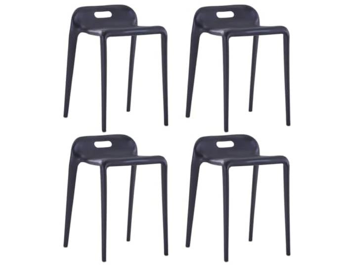 Makastle Stapelbare Hocker 4 STK. Schwarz Kunststoff
