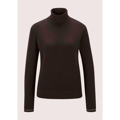 Longpullover MADELEINE "Pullover Rollkragen-Pullover aus Schurwolle", Damen, Gr. 40/42, braun, Modern, tailliert, Pullover Longpullover