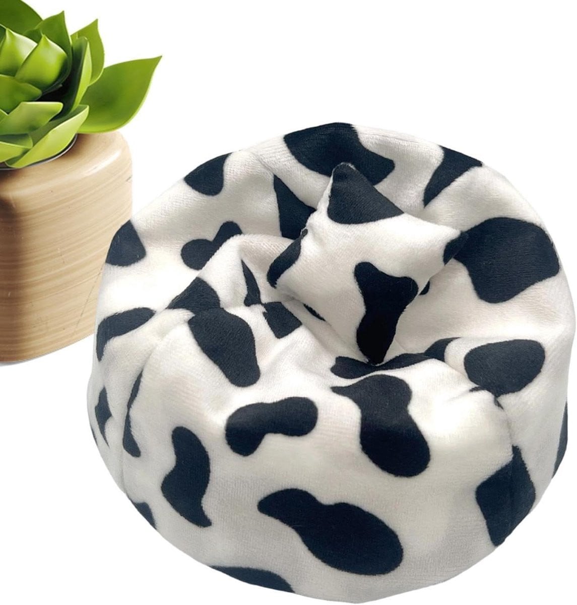 Mini Zitzak Stoel met Koeienpatroon voor Poppenhuis Decoratie