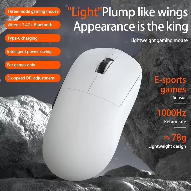 INF Multi-Mode Kabellose Maus: Hochpräziser optischer Sensor, einstellbare DPI, 2.4G/Bluetooth 5.2 Konnektivität