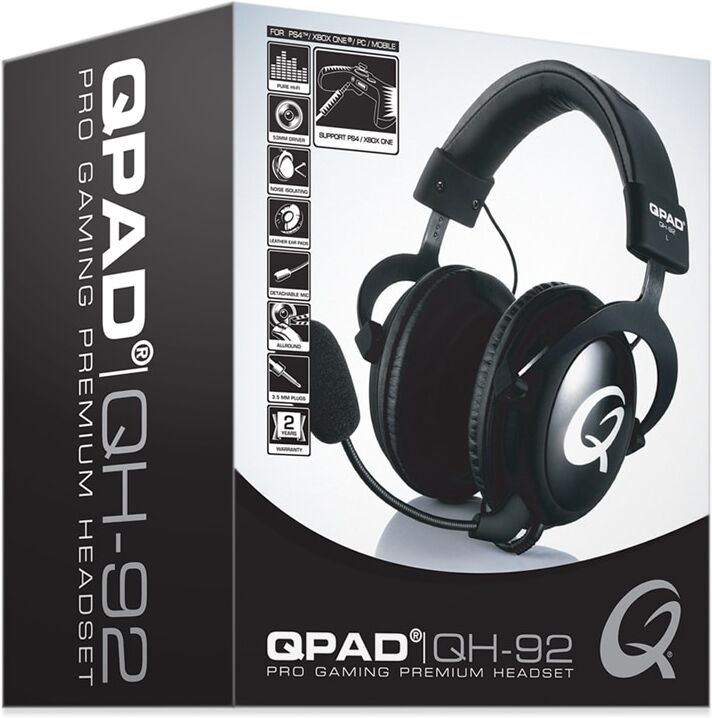 Qpad Auriculares gaming de diadema con micrófono Qh 92 High End ST. Negro