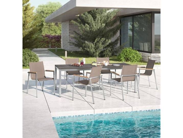 OUTLIV. Rimini Gartenmöbel-Set L (6 Plätze) Tisch 220x100cm Schwarz Dunkelgrau Hellgrau