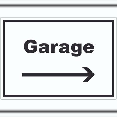 HB-Druck Garage Aufkleber mit Text und Richtungspfeil rechts Auto Stellplatz waagerecht A2 (420x594mm)