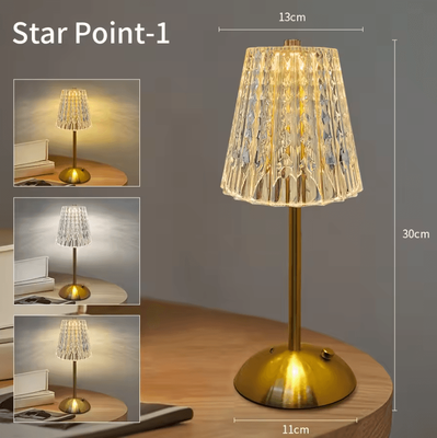 Inspire Curations Rechargeable Crystal LED Table Lamp Dimmable Bedside Reading Light For Bedroom & Home Decor type A rechargeable