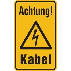 Hinweisschild, Achtung! Kabel - 120x200x0.45 mm Aluminium geprägt