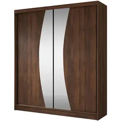 SCHWEBETÜRENSCHRANK Vox II mit Schubladen und Spiegel 200/216/61 Walnuss