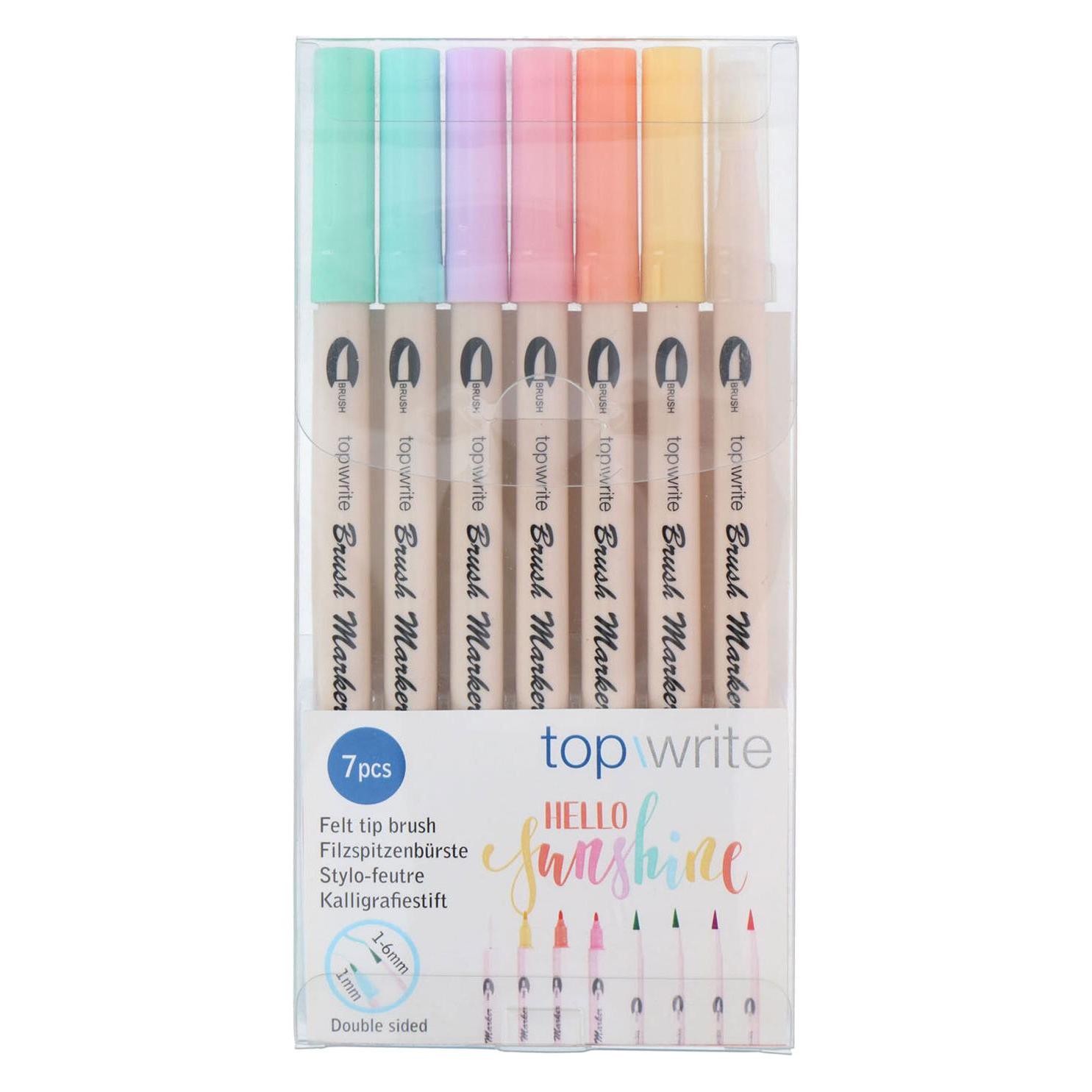 Topwrite Filzstifte doppelseitig mit Brush-Spitze (7x) (8711252264738)