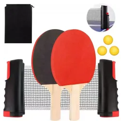 Ping-Pong-Set Tischtennisnetz Paddel Bälle 3-tlg
