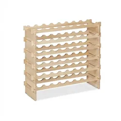 Relaxdays Weinregal, für 48 Weinflaschen, stapelbares Flaschenregal, HxBxT 73 x 82 x 25 cm, erweiterbar, Holz, natur