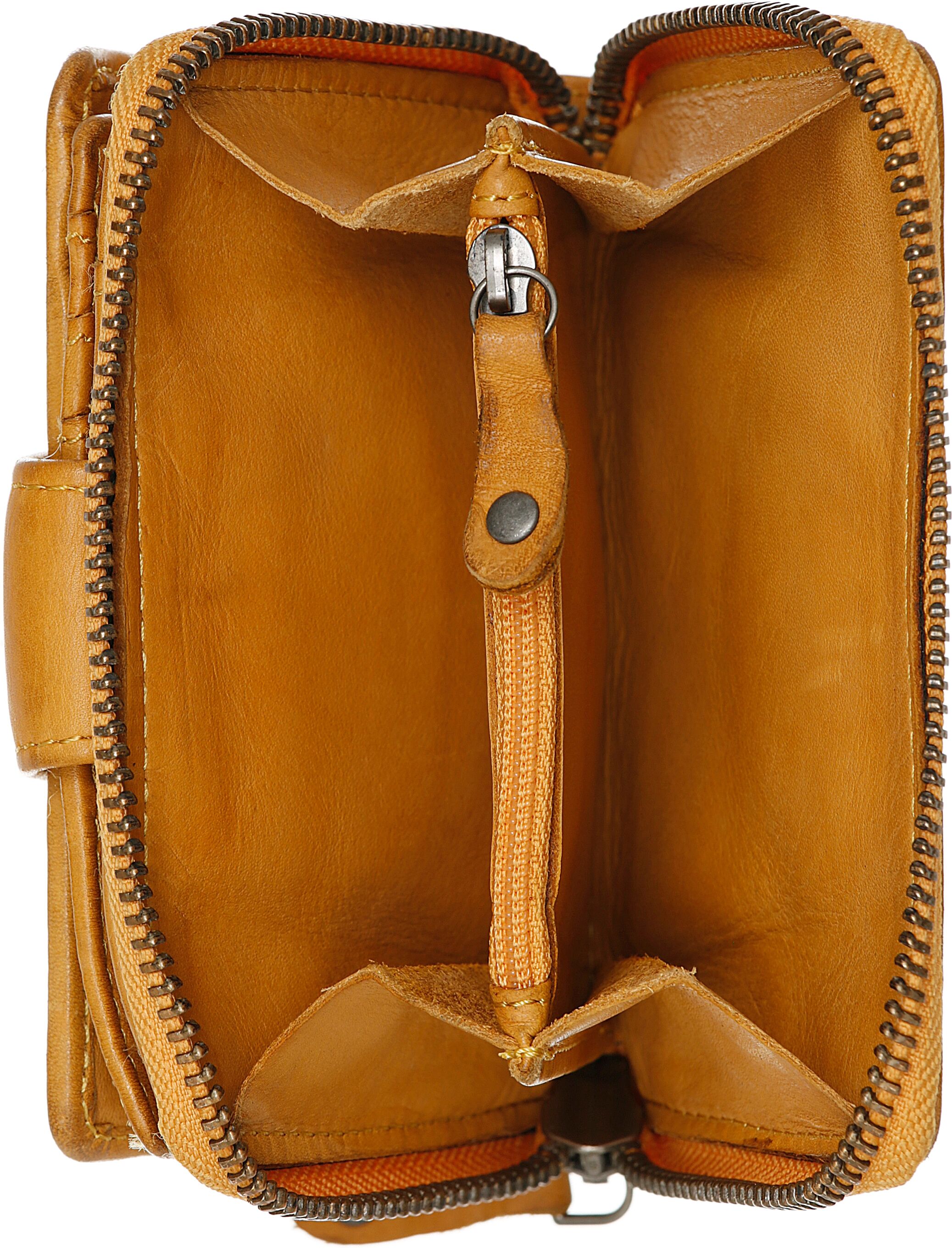 Geldbörse HARBOUR 2ND "Harbour Second Wallet Is", Damen, gelb (curry), Rindsleder, Kleinlederwaren Geldbörse, Unisex Geldbeutel, Portemonnaie mit Anker-Schmuckelement curry Einheitsgröße