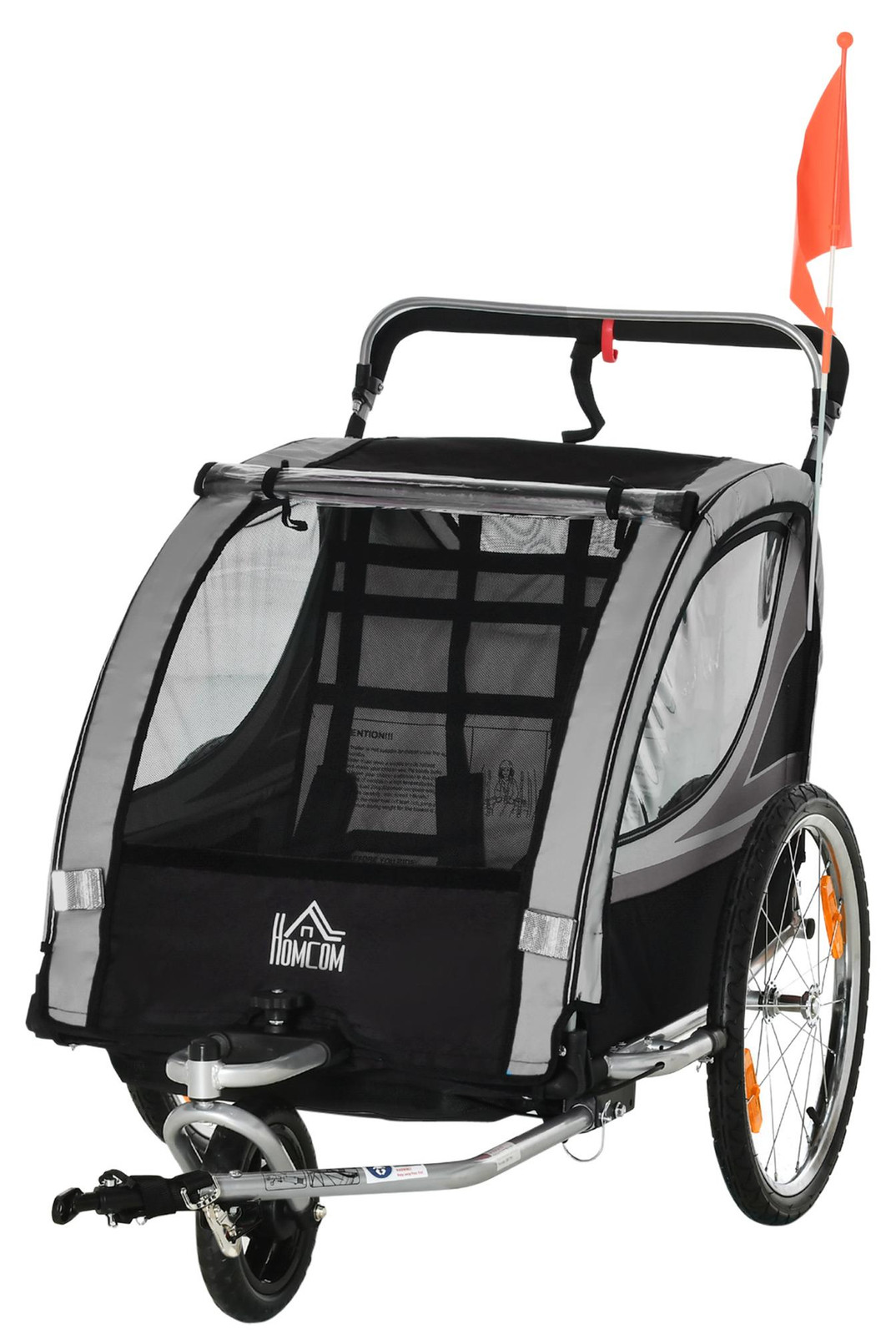 HOMCOM 2-in-1 kinderfietsaanhanger, inklapbaar, met afneembaar voorwiel
