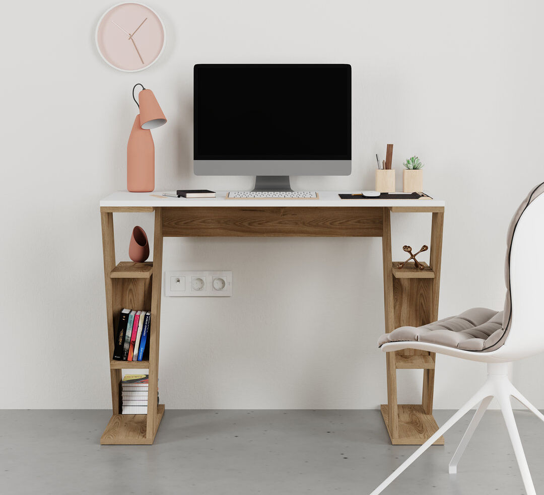 Metro Standing Desk White/White/Deep Oud 75cm H X 106cm W X 50cm D