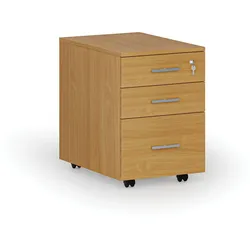 Büro-Rollcontainer für Hängeregister PRIMO WOOD, 3 Schubladen, Buche