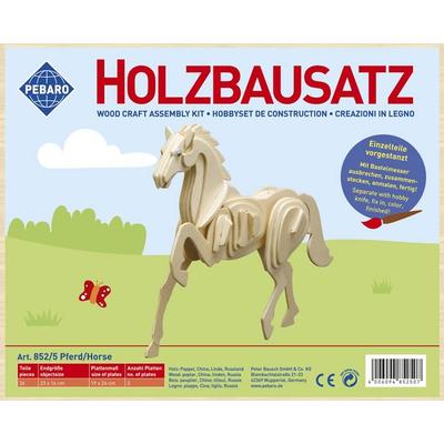 PEBARO 852/5 - Holzbausatz Pferd, 36 Teile, Holzkonstruktion zum Zusammenstecken