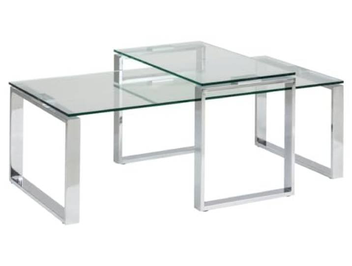 AC Design Furniture H000009514 Couchtisch Set Jannis, Klarglasplatte 10 mm, ca. 115 x 45 x 69 cm, Gestell Metall verchromt
