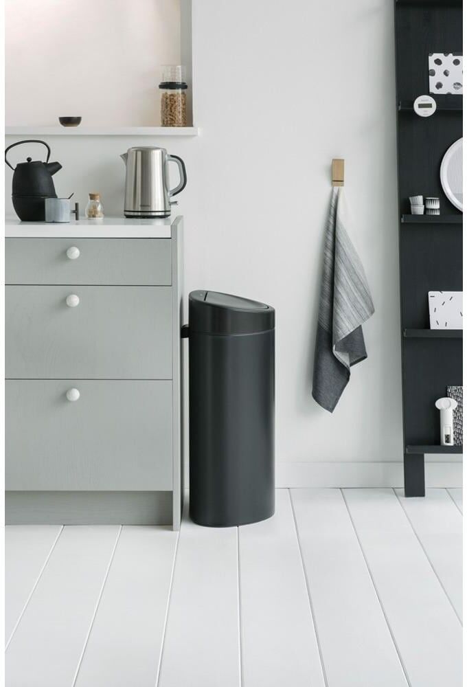Mülleimer BRABANTIA "Touch Bin 40 l", schwarz (schwarz matt), Mülleimer, Mülleimer schwarz matt Einheitsgröße