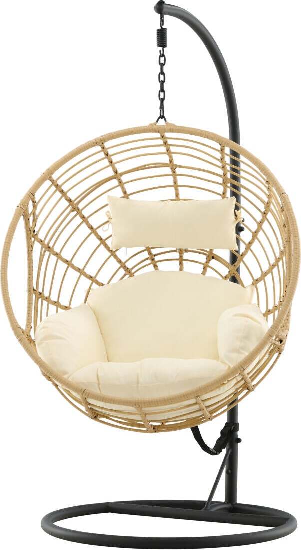 FURNLUX Outdoor Hängesessel Viga Beige Und Schwarz 105cm / Hauptfarbe: Beige / Abmessungen: 105 x 160 x 186 cm