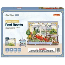 Robotime, Bilder, Rowood Rowood Red Boats 3D-Wandbild Holz, Modell Art: Dekoration (23.50 x 15.50 cm)