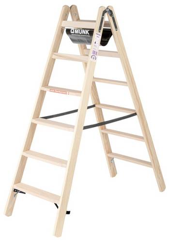 MUNK Günzburger Steigtechnik 033812 Holz Stufen-Stehleiter