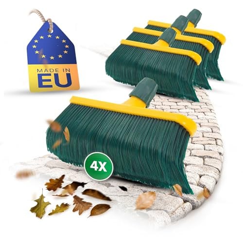 Novaliv Klauwbezem Set met 4 Reservekoppen, 30 cm, Multifunctionele Kunststof Tuinbezem en Gazonbezem