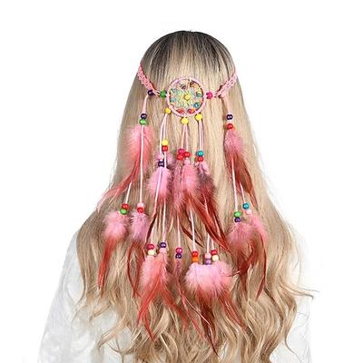 Feder-Haarband im Boho-Stil, Pfauenfeder-Kopfband, indische handgewebte Feder-Kopfbedeckung, Haar-Accessoires