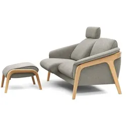 Segmüller Werkstätten Sofa mit Hocker Nido01 Stoff Grau 2-Sitzer
