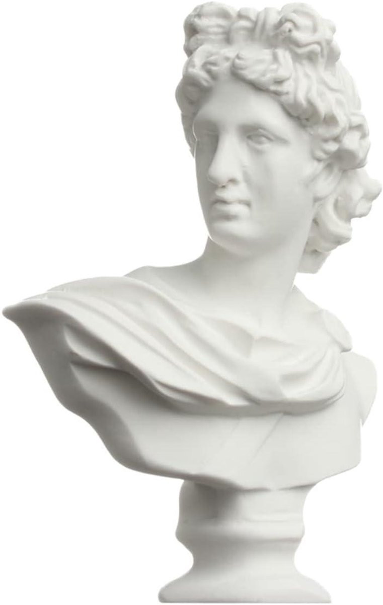 Apollo Hars Romeinse Sculptuur - Gips Buste Standbeeld in Griekse Mythologie Stijl - 5,5-7 cm
