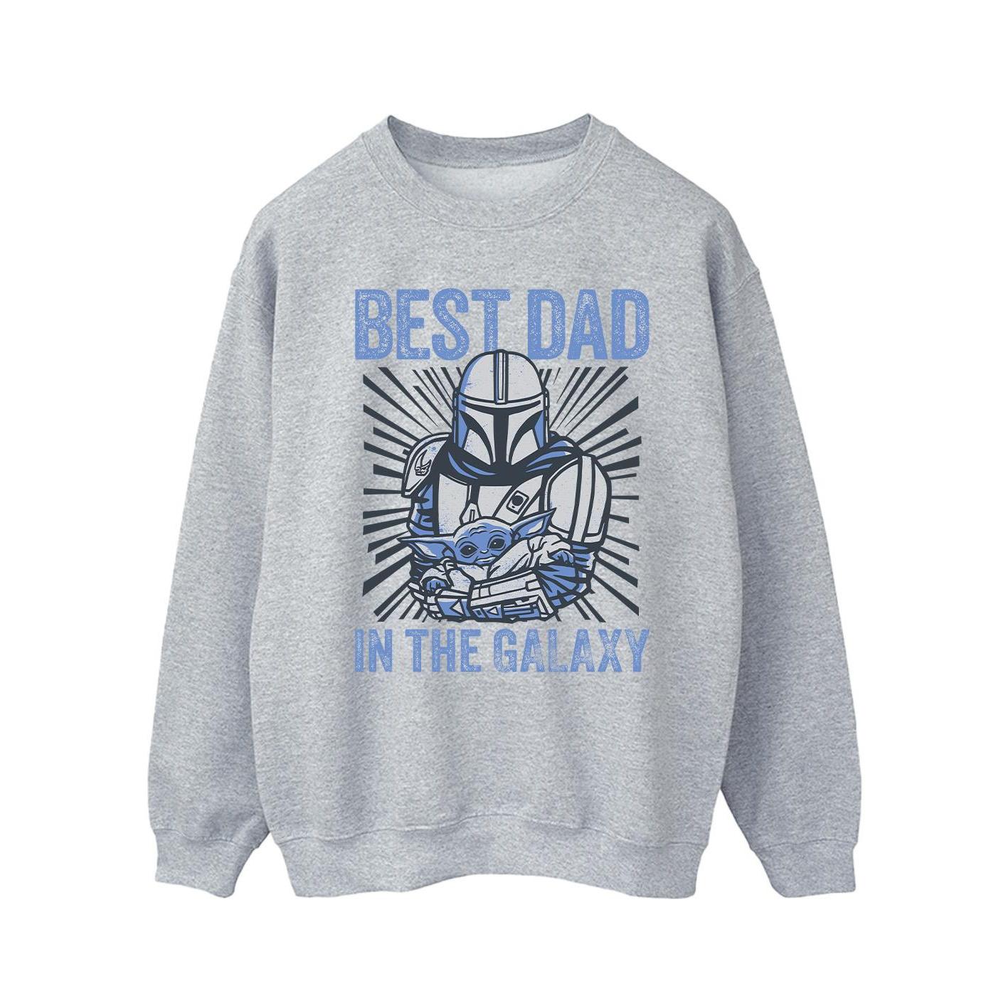 Star Wars Mandalorian Best Dad Galaxy Sweatshirt Heren (Sportgrijs)
