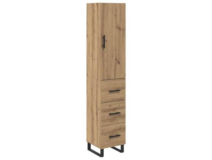 Armoire haute avec tiroir - - Chêne artisanal - 34 5x34x180 cm - Bois d'ingénierie - Moderne - Design minimaliste