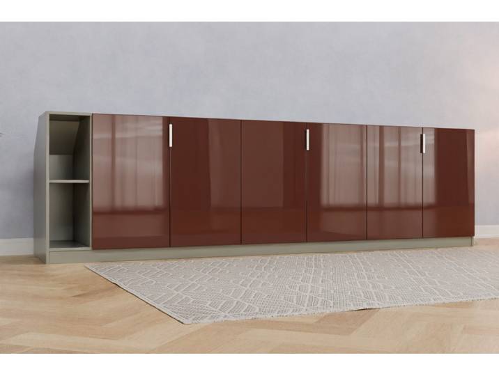Schrank mit Schräge nach Maß - RAL 8015 Kastanienbraun - 97x342x72cm - Individuell konfigurieren