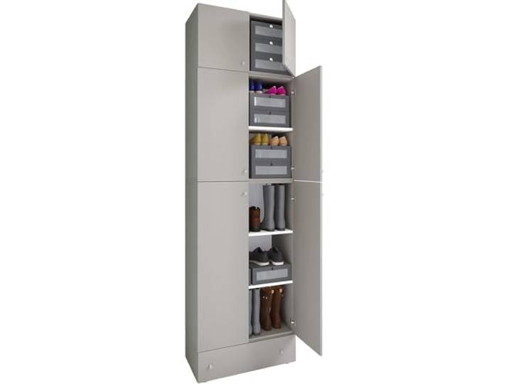 VCM Schuhschrank Grau 70x39x240 cm 6 Türen 6 Fächer Holzwerkstoff Flur Bietet Platz für die Schuhe der ganzen Familie - in Flur oder Ankleide - für Haushalte - praktisch im Alltag