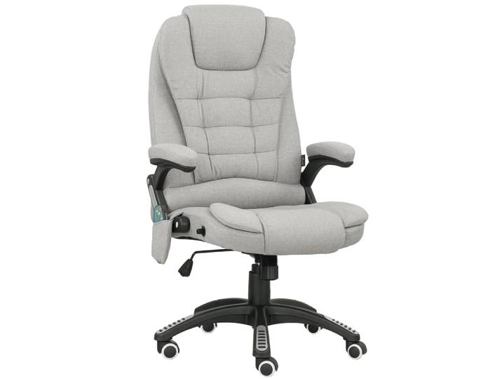Fauteuil de bureau direction massant chauffant réglable tissu gris