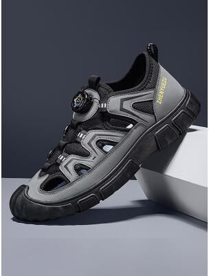 LightInthebox Men's Black and Gray Outdoor Sandals, Durable Straps with Rubber Sole, Sporty and Comfortable Footwear for Men, Ideal for Beach Vacation and Adventure