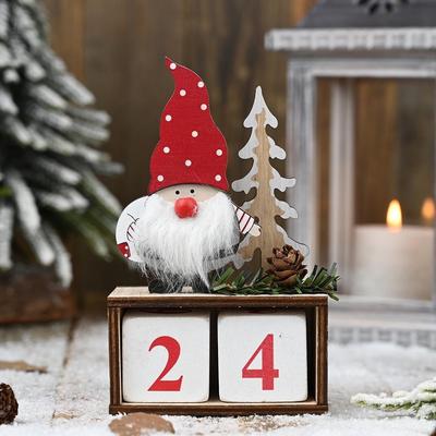 Snug & Styled Wooden Pine Cone Christmas Countdown Calendar Ornament Rustic Advent Decor For Holiday Display red Hat
