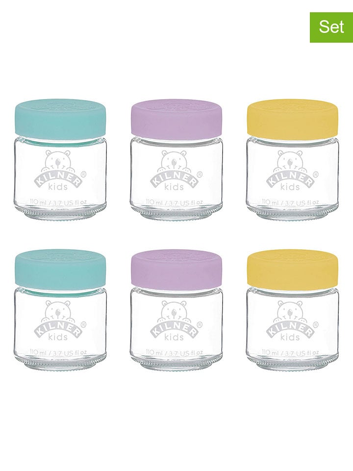 Kilner Babygläser in Transparent/ Bunt - 6x 110 ml - onesize