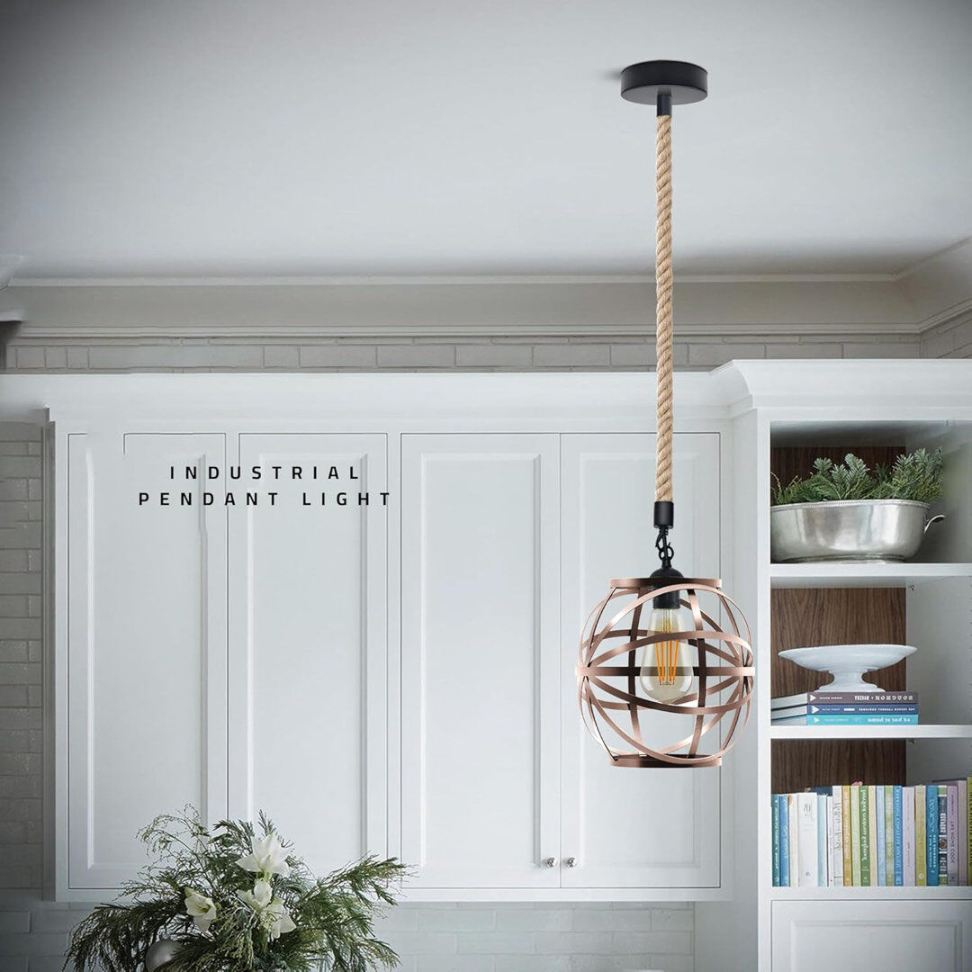 Metro Deleesa 2 - Light Caged Pendant Copper 121cm H X 20cm W X 20cm D