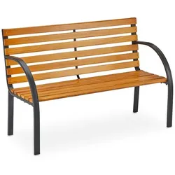 relaxdays Holz-Gartenbank mit Stahlrahmen, 114 cm