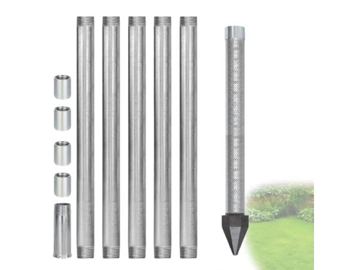 36 Flachbrunnen Bohrset mit Edelstahlspitze 5+1kit Schweres Sandpunkt-Brunnenkit mit 60 Mesh Sieb, verzinkten Rohren & Kupplungen zur Wasserförderung