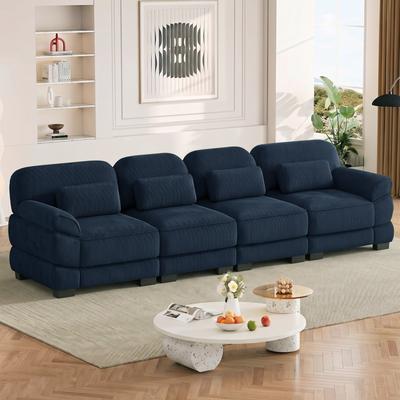 Loedds 4-Seat Corduroy Modular Sectional Sofa with Deep Seats