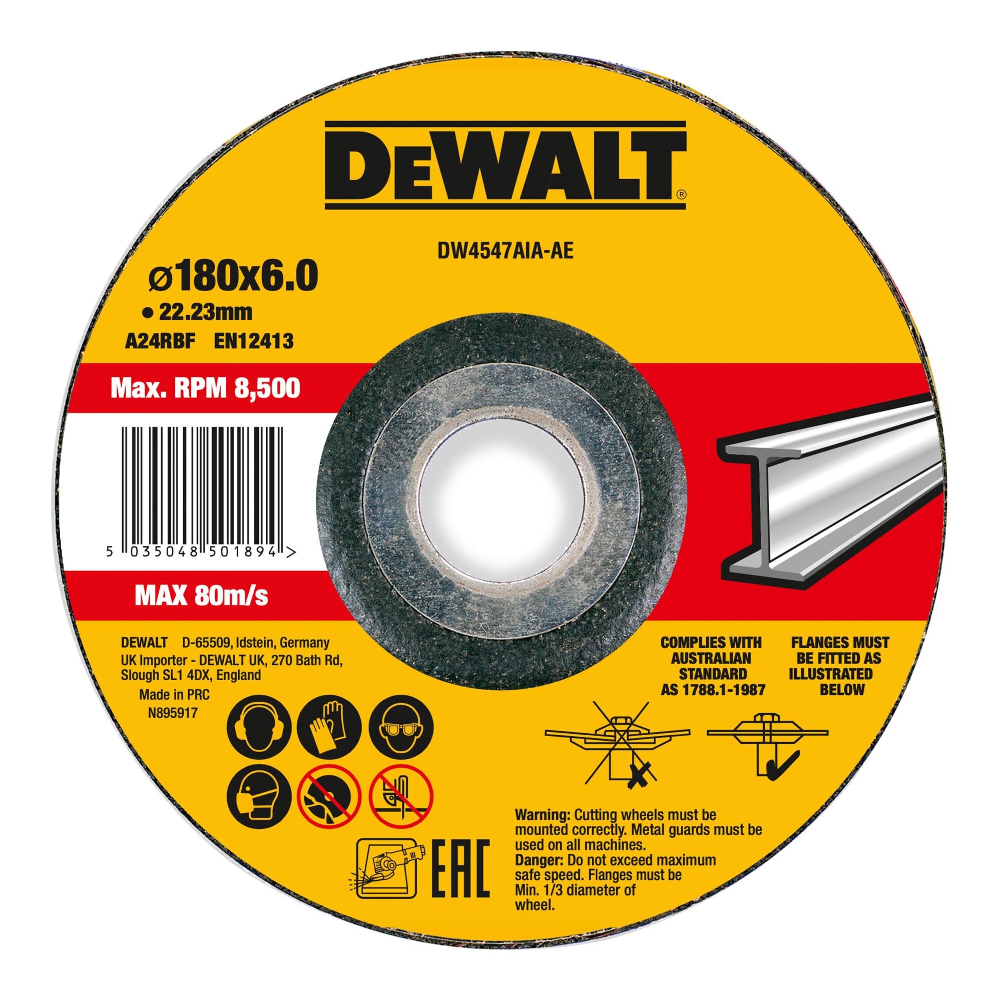 DEWALT High Performance Schruppscheibe 180x6x22,23mm Metall Typ 42 (gekröpft) DW4547AIA-AE)