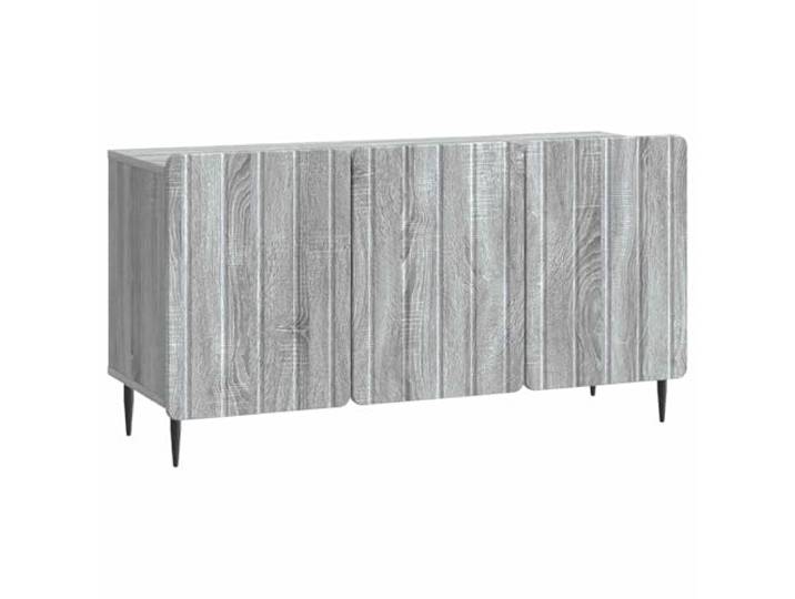 hliofuir TV Lowboard Graues Sonoma 99 x 34,5 x 52 cm Holzwerkstoff Schrank Moderner Fernsehtisch für Wohnzimmer und Schlafzimmer mit 3 Türen und Stahlsockel für Stabilität bis 60 kg Belastung.