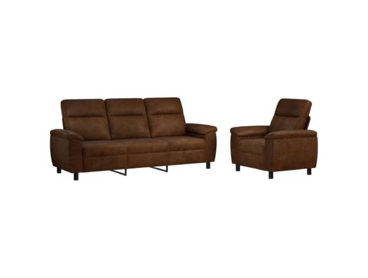 Makastle Sofa Couch 2er Set Braun Kunstwildleder