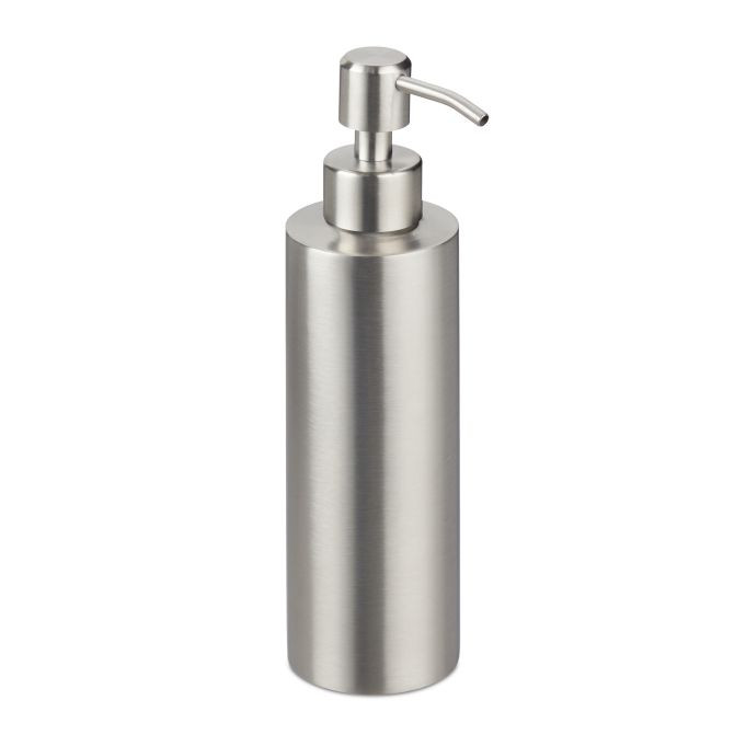 Relaxdays Set van 2 Navulbare Handzeep Dispensers, Geborsteld RVS, Zilver, 300 ml