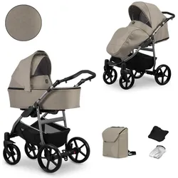 Kunert, Kinderwagen, MATA 2in1 Kinderwagen in Braun mit Graphitfarbenem Gestell für Säuglinge